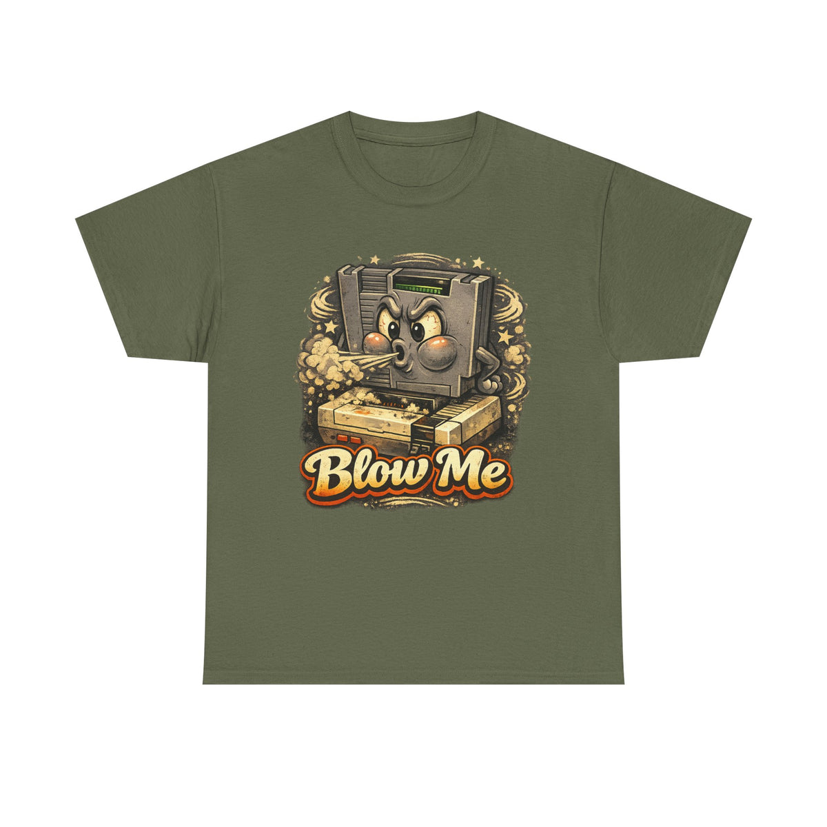 Retro Game Console Tee — 'Blow Me' Vintage Cartridge Graphic T-Shirt