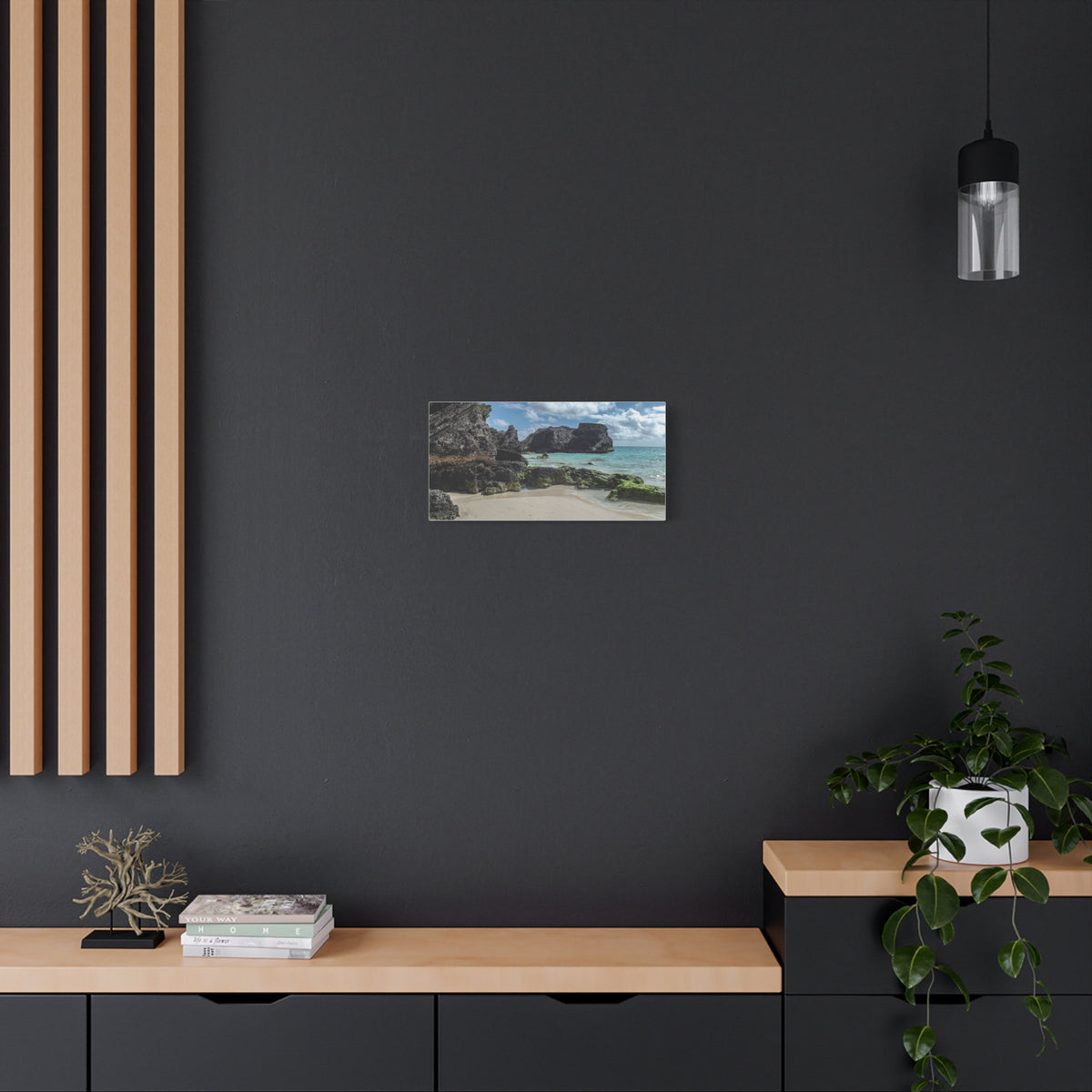 Seaside Cove Matte Stretched Canvas Print — Tropical Beach Wall Art