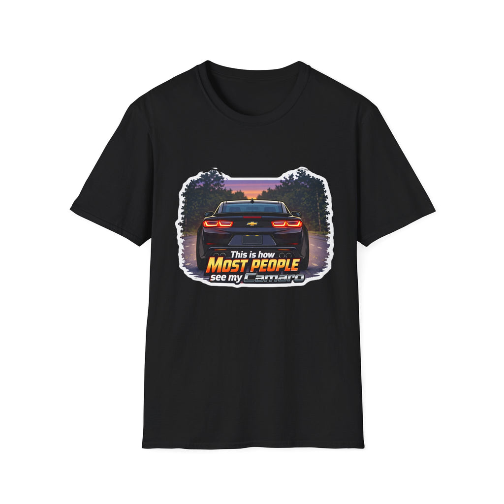 Car T-Shirt — "This is how most people see my Camaro" Retro Sunset Design