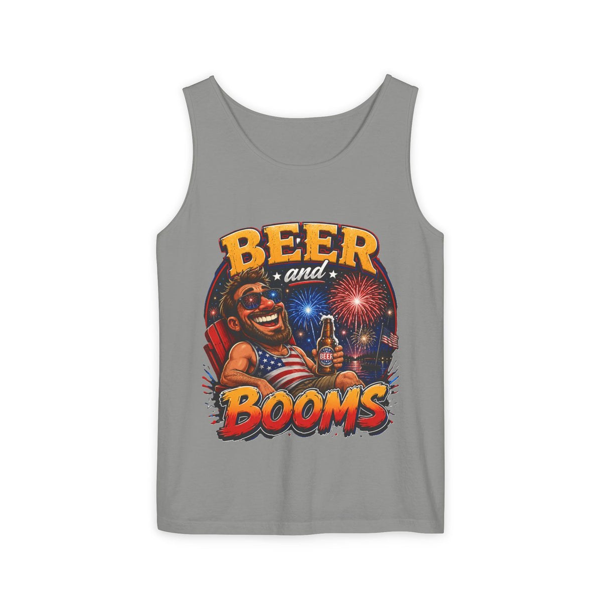 Beer and Booms Tank Top — Patriotic 4th of July Fireworks Party Shirt