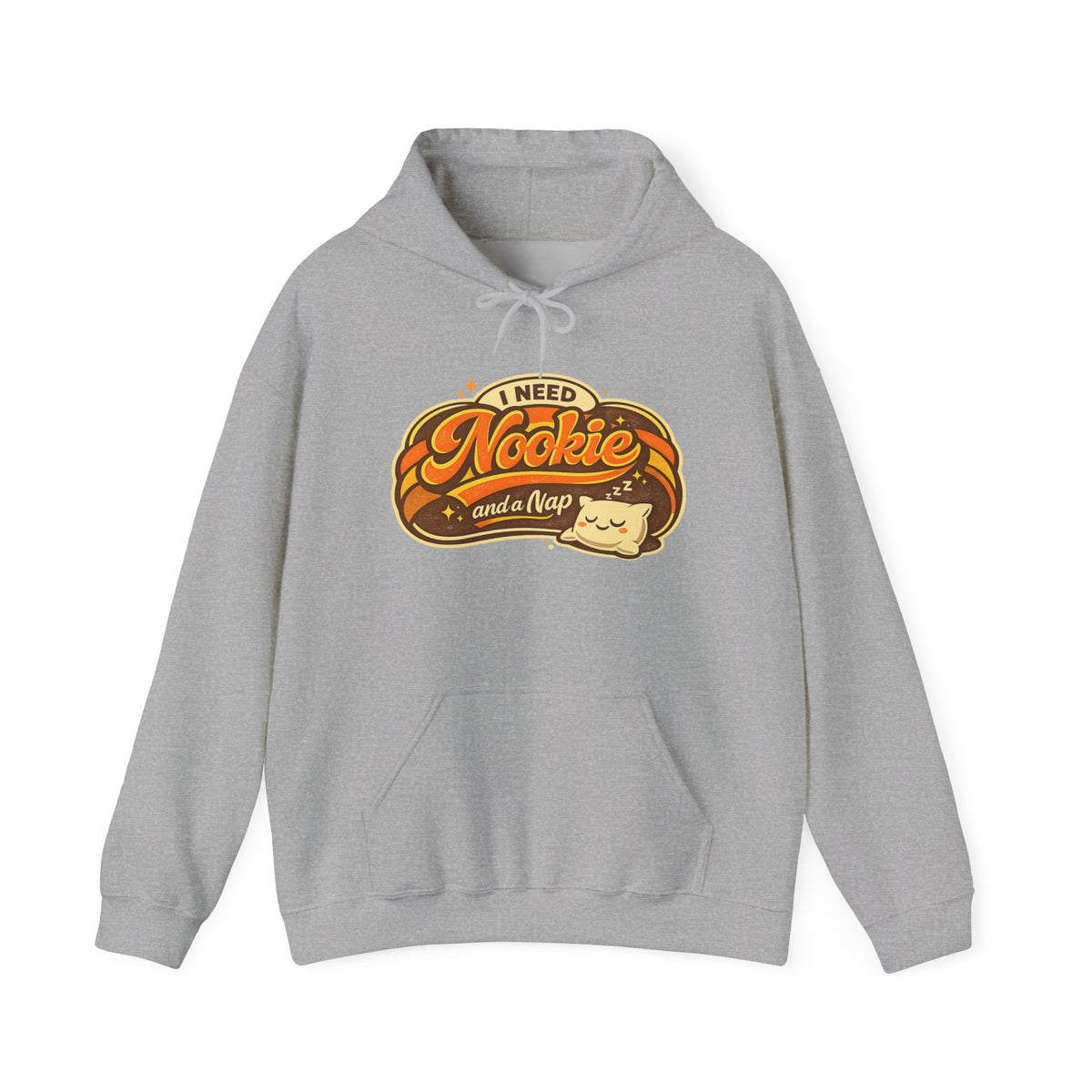 Hoodie — "I Need Nookie and a Nap" Cute Retro Cat Graphic Hoodie