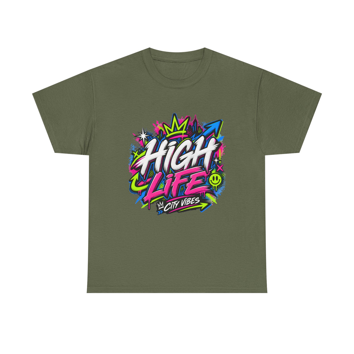 High Life Graffiti T-Shirt — Neon Streetwear “City Vibes” Tee