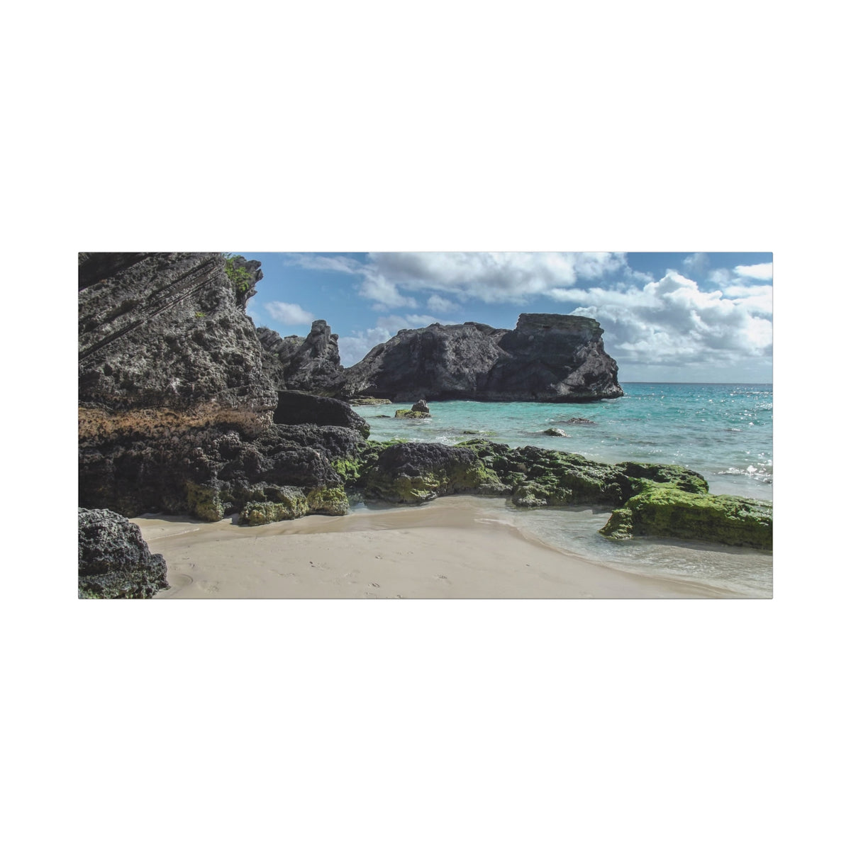 Seaside Cove Matte Stretched Canvas Print — Tropical Beach Wall Art