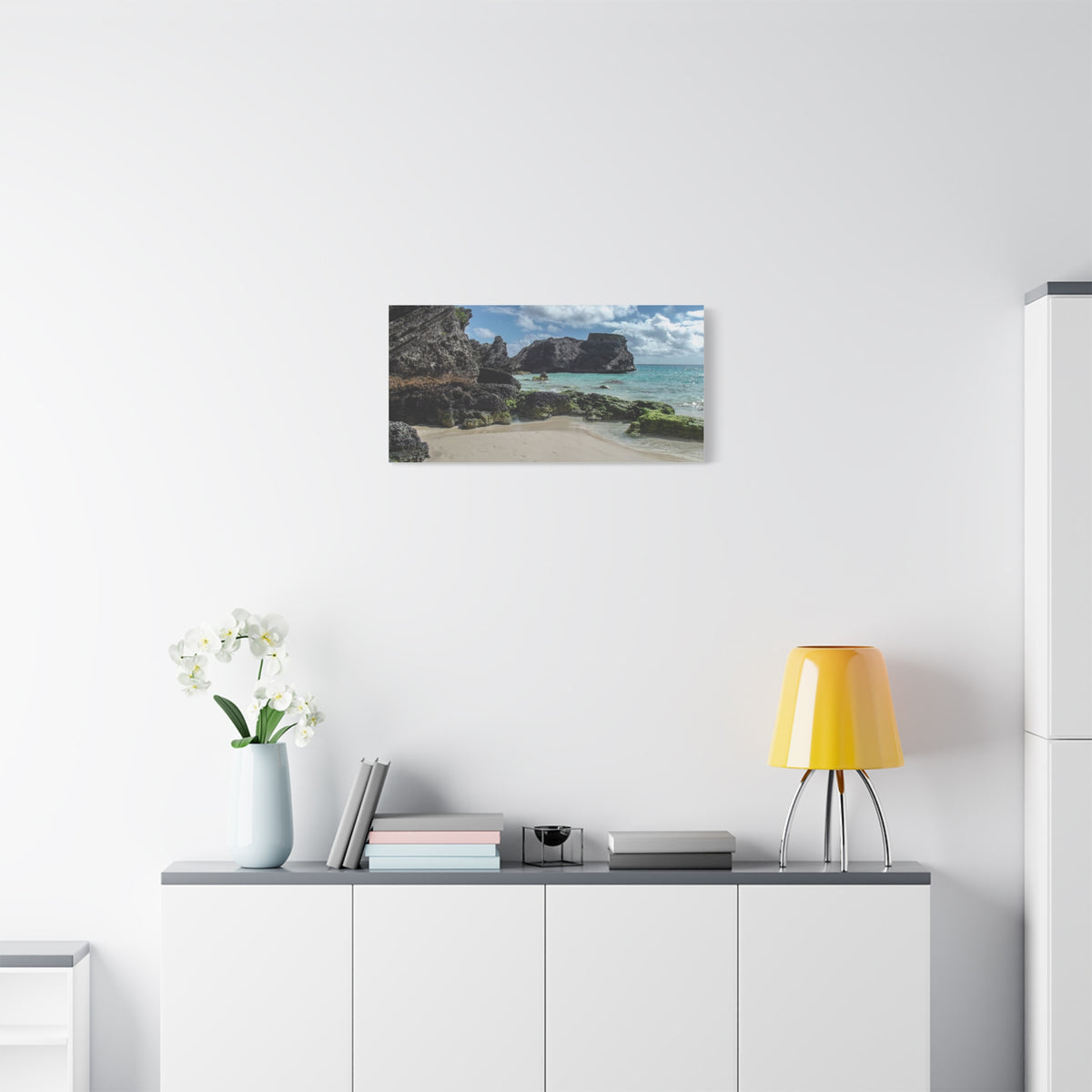 Seaside Cove Matte Stretched Canvas Print — Tropical Beach Wall Art