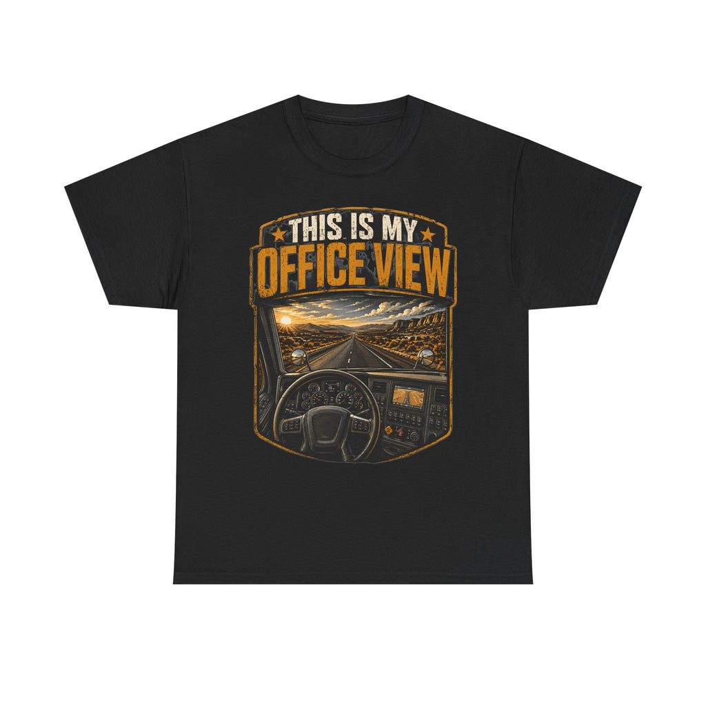 This Is My Office View T-Shirt — Truck Driver Cab Sunset Graphic Tee