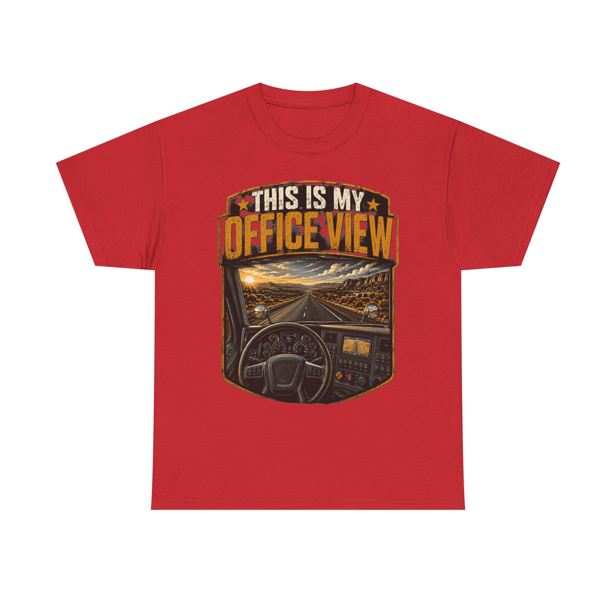 This Is My Office View T-Shirt — Truck Driver Cab Sunset Graphic Tee
