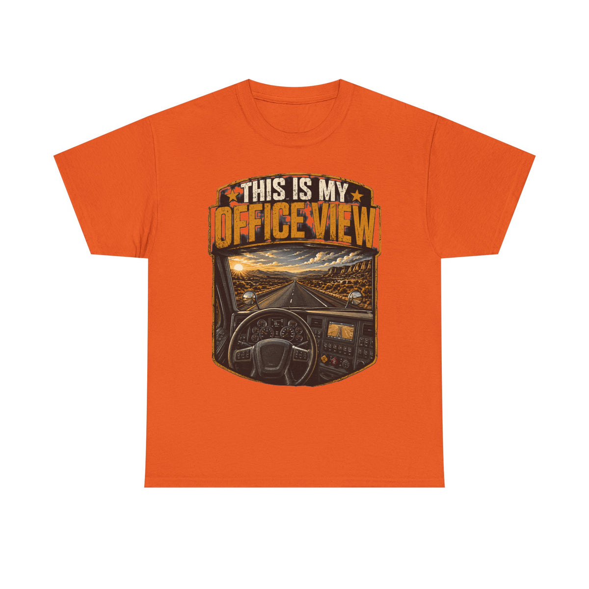 This Is My Office View T-Shirt — Truck Driver Cab Sunset Graphic Tee