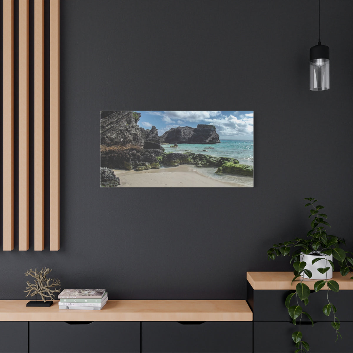 Seaside Cove Matte Stretched Canvas Print — Tropical Beach Wall Art