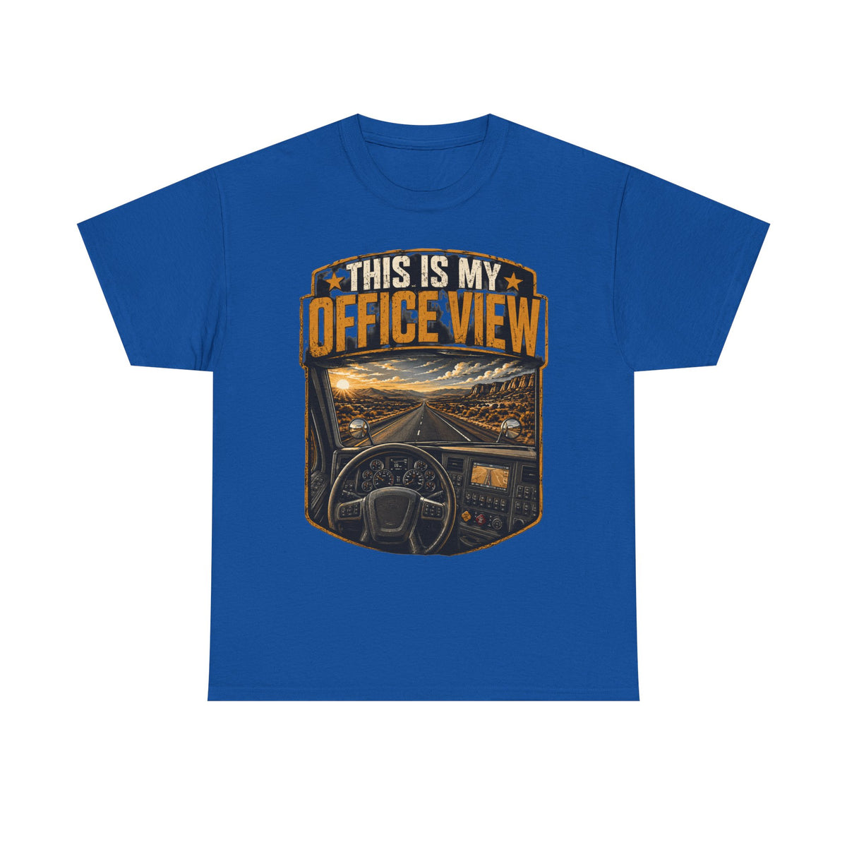 This Is My Office View T-Shirt — Truck Driver Cab Sunset Graphic Tee