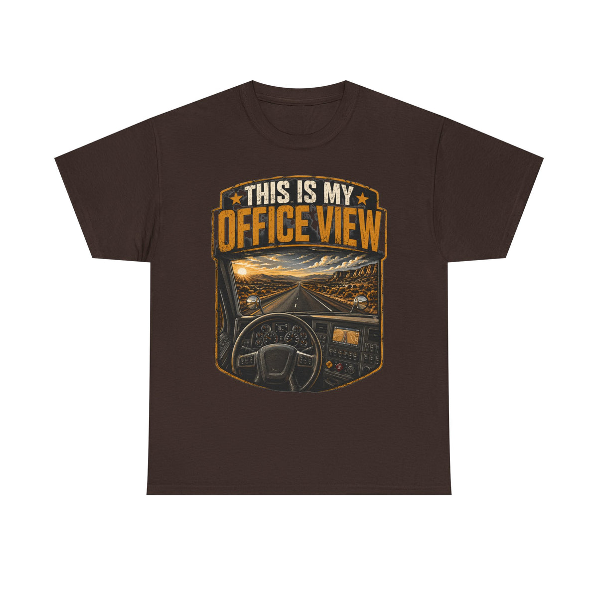 This Is My Office View T-Shirt — Truck Driver Cab Sunset Graphic Tee