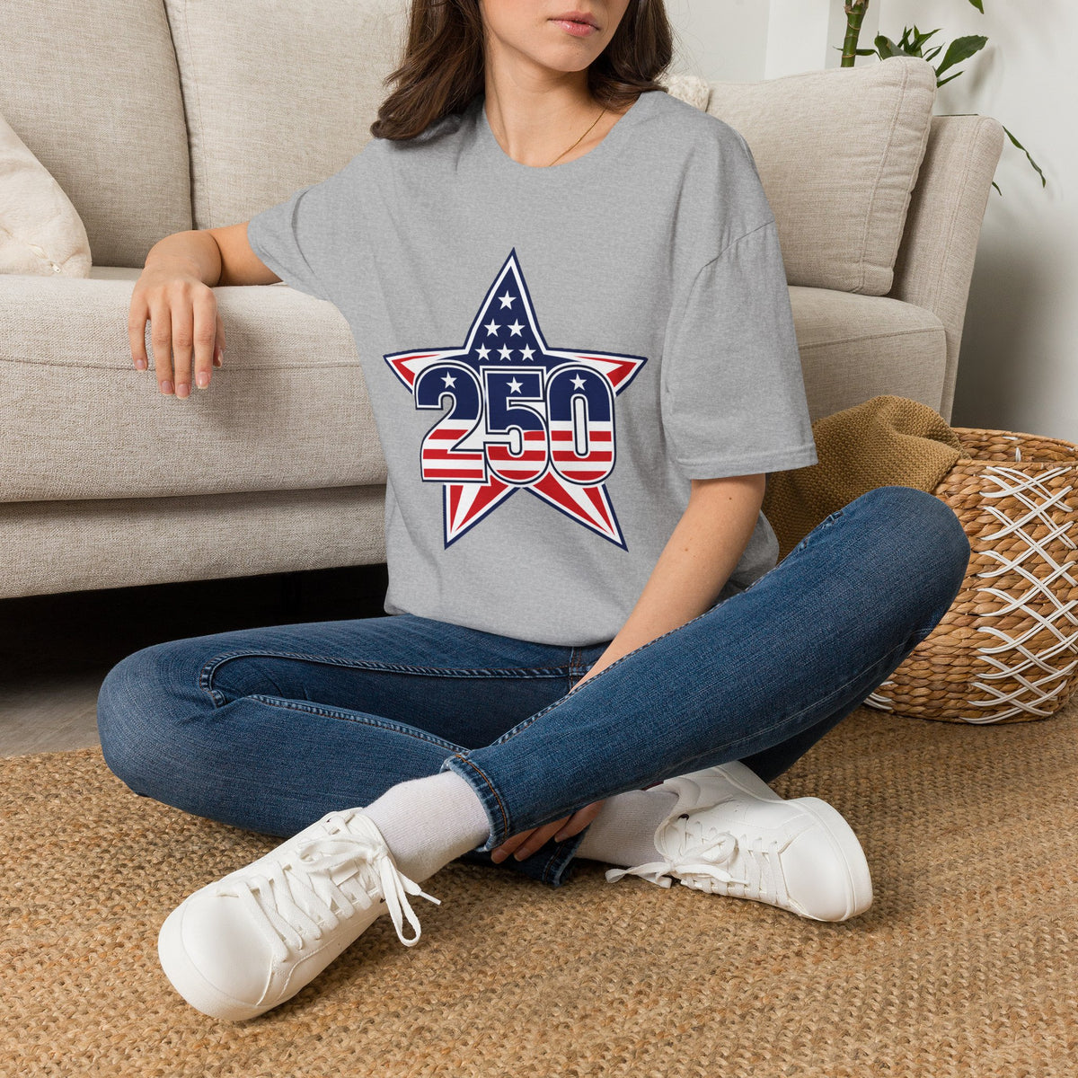 250 Star Graphic T‑Shirt — American Flag Patriotic Design