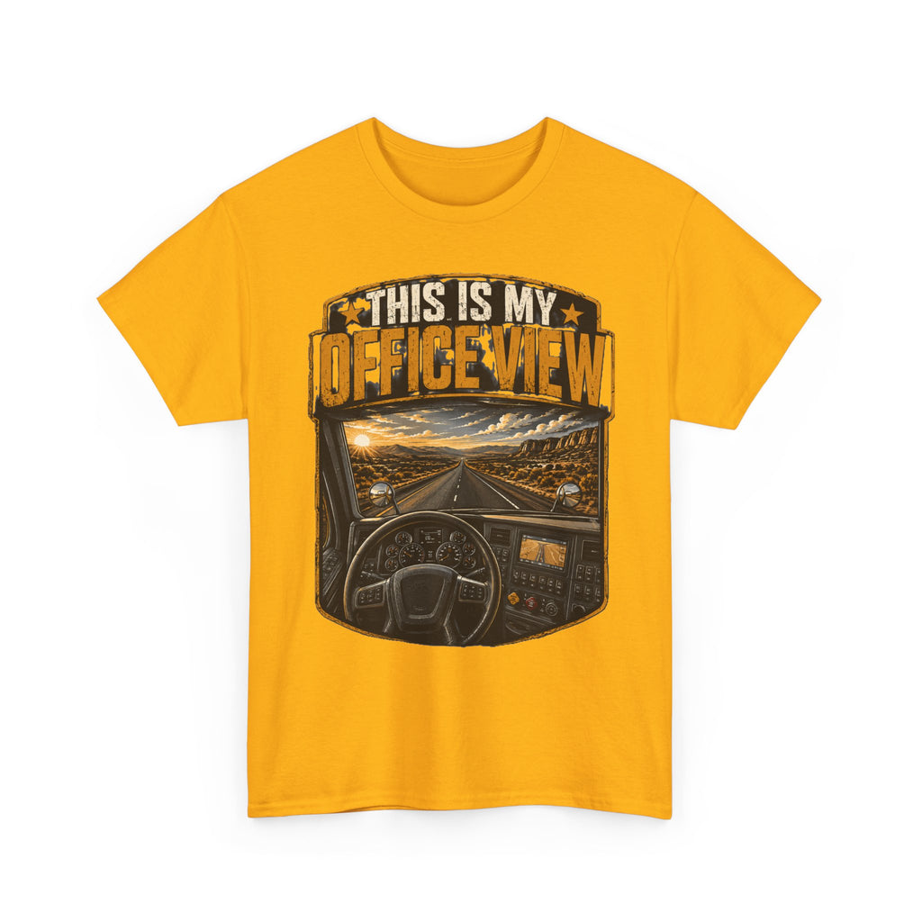This Is My Office View T-Shirt — Truck Driver Cab Sunset Graphic Tee