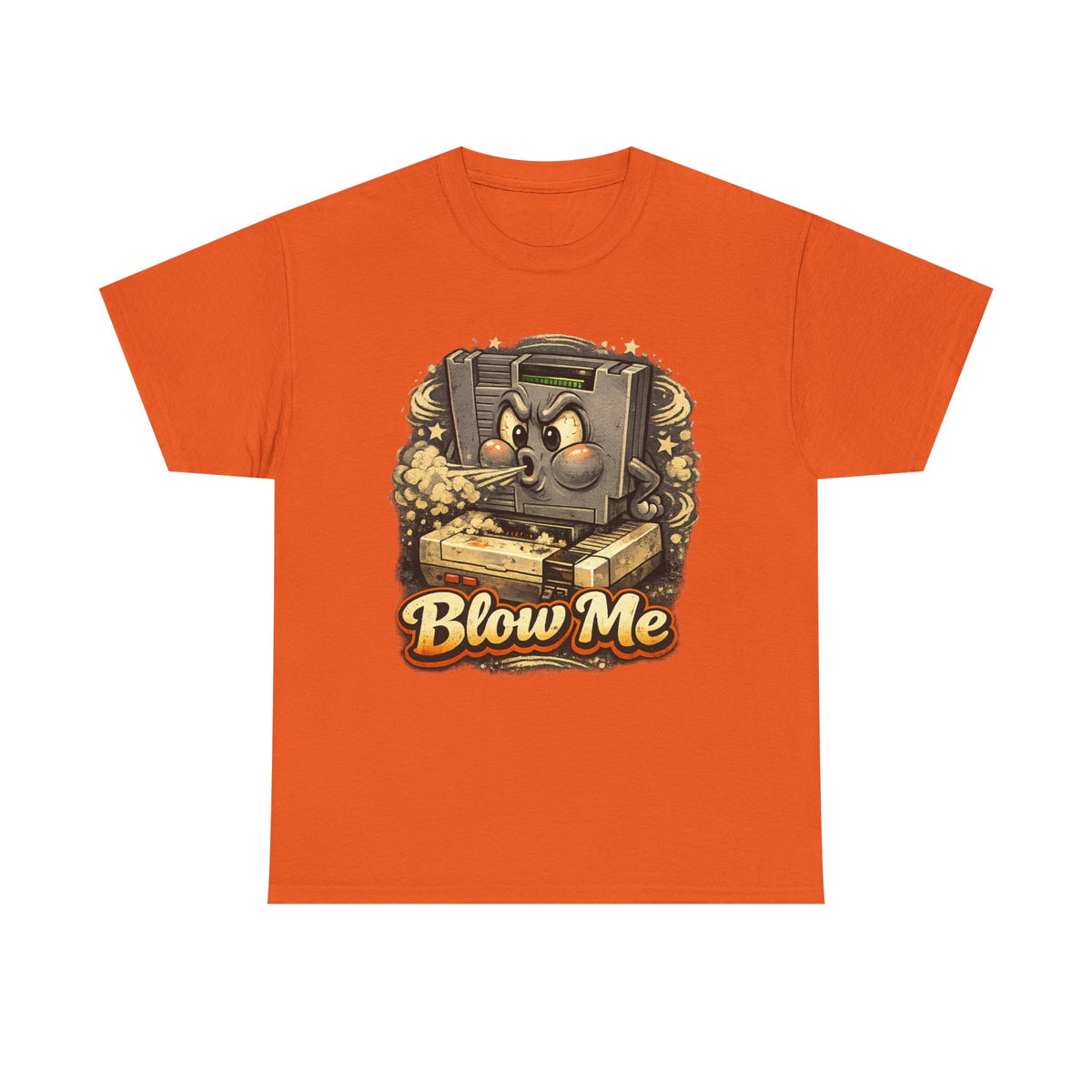 Retro Game Console Tee — 'Blow Me' Vintage Cartridge Graphic T-Shirt
