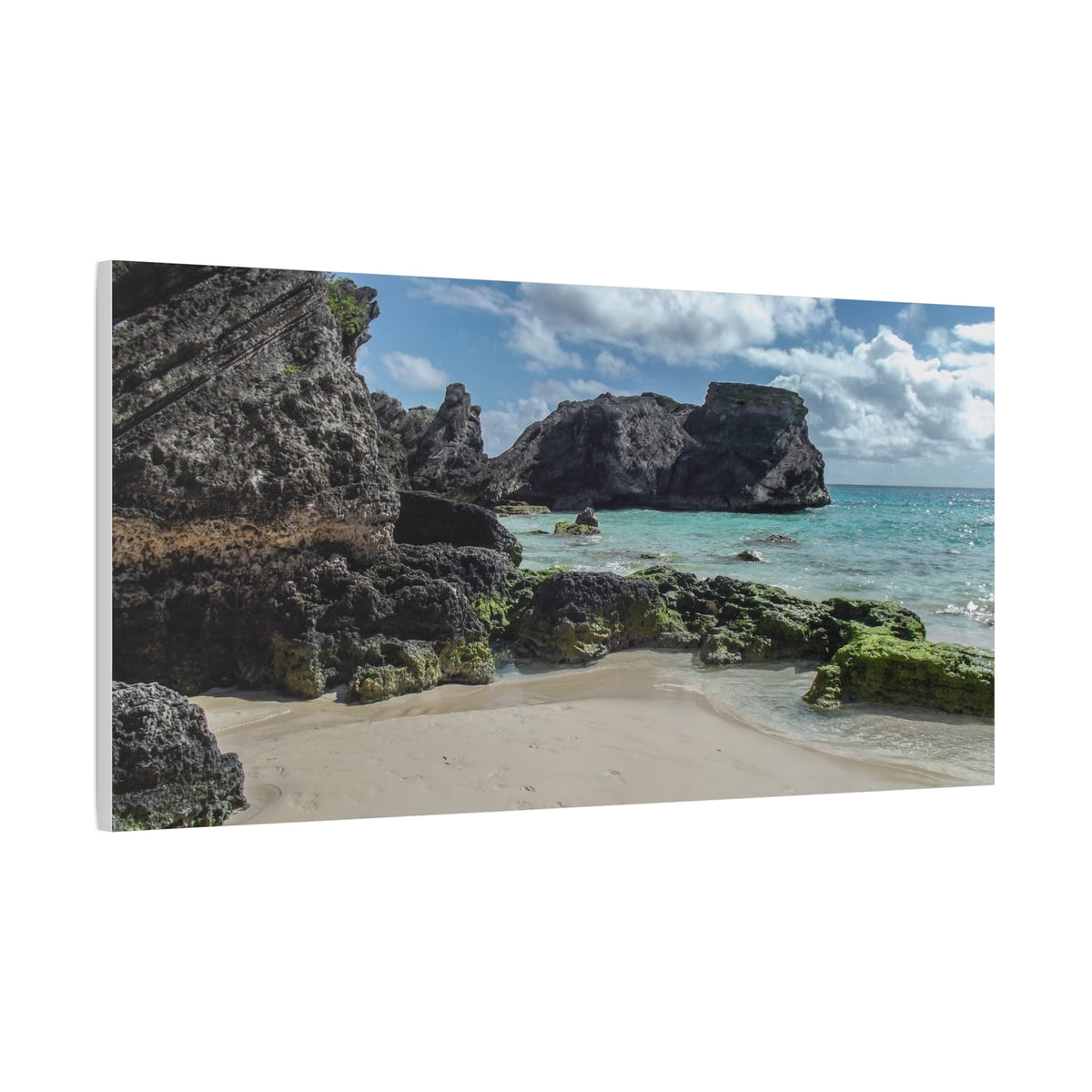 Seaside Cove Matte Stretched Canvas Print — Tropical Beach Wall Art