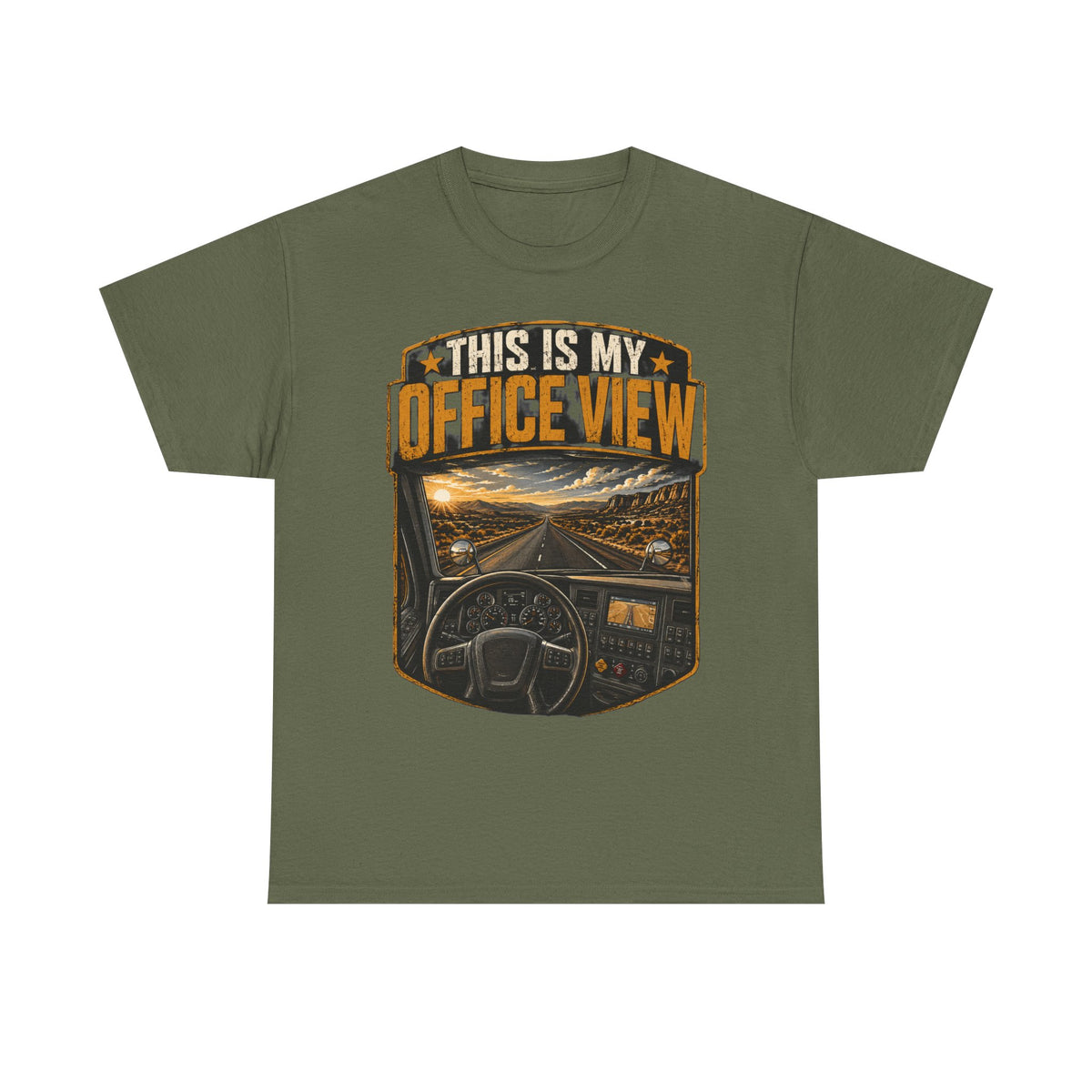 This Is My Office View T-Shirt — Truck Driver Cab Sunset Graphic Tee