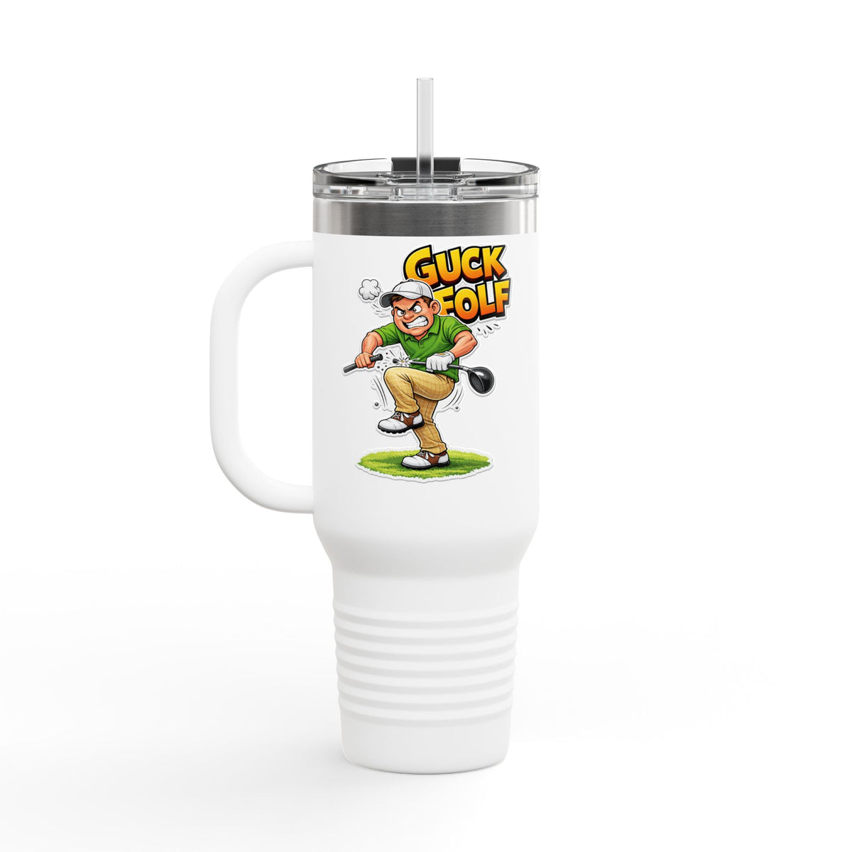 40oz Insulated Travel Mug - Funny 'Guck Golf' Cartoon Golfer Design