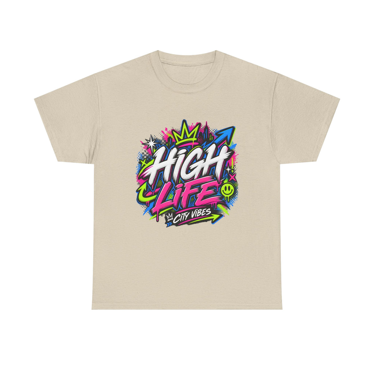High Life Graffiti T-Shirt — Neon Streetwear “City Vibes” Tee