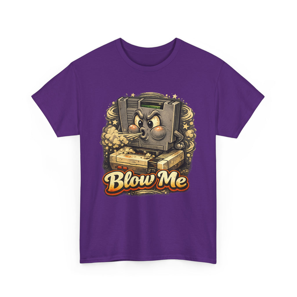Retro Game Console Tee — 'Blow Me' Vintage Cartridge Graphic T-Shirt