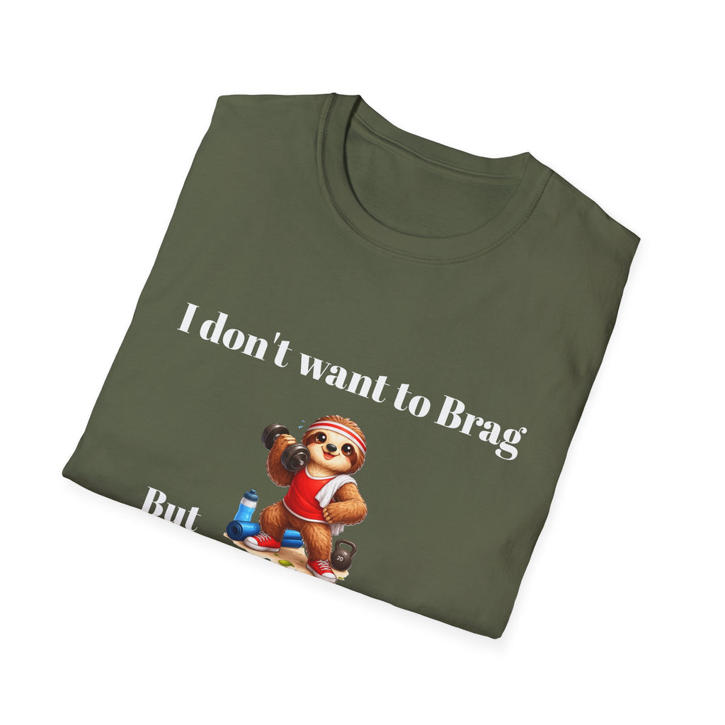 Funny "I Don’t Want to Brag But I Can Run Faster Than a Sloth" T-Shirt — Cute Sloth Graphic Tee for Runners & Animal Lovers