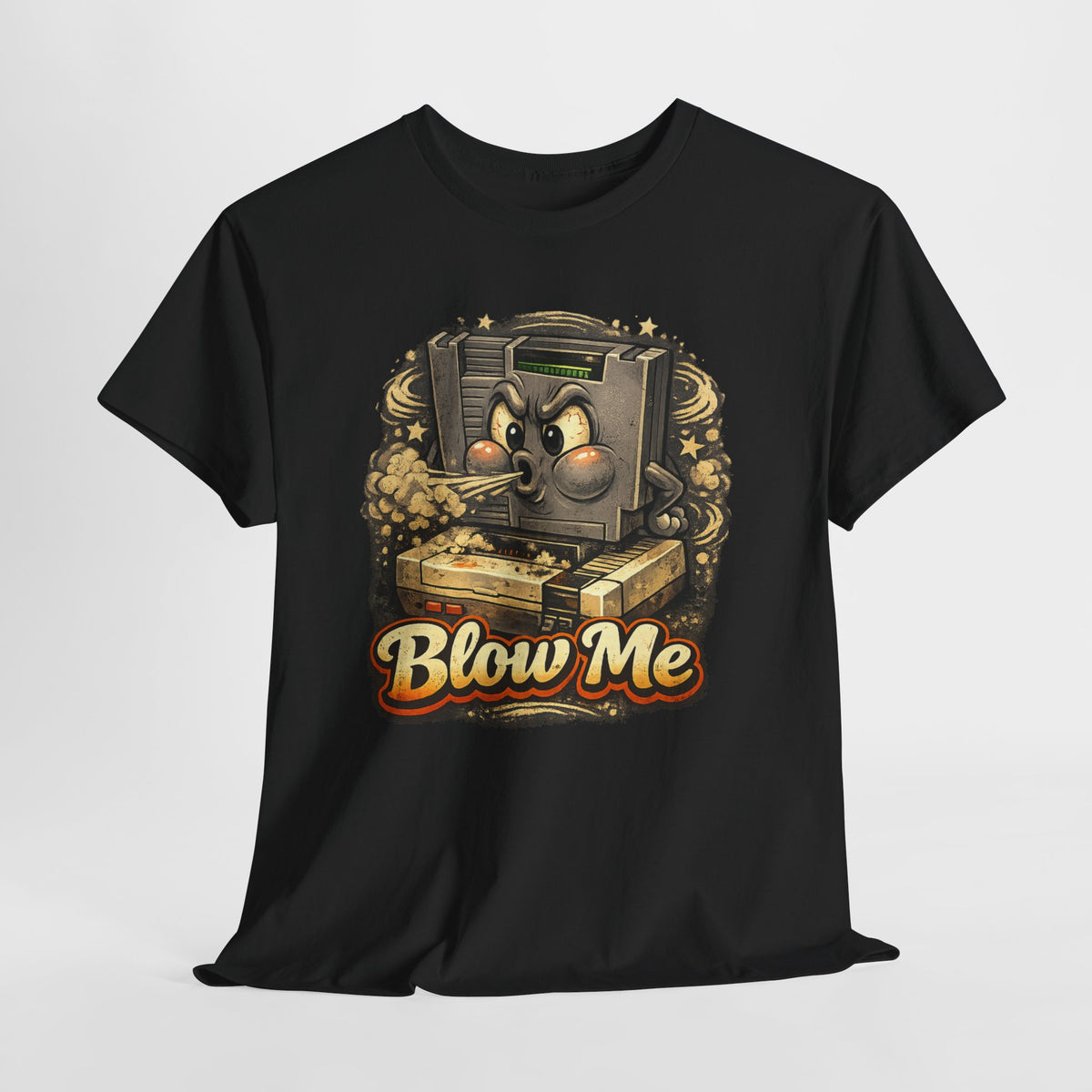 Retro Game Console Tee — 'Blow Me' Vintage Cartridge Graphic T-Shirt