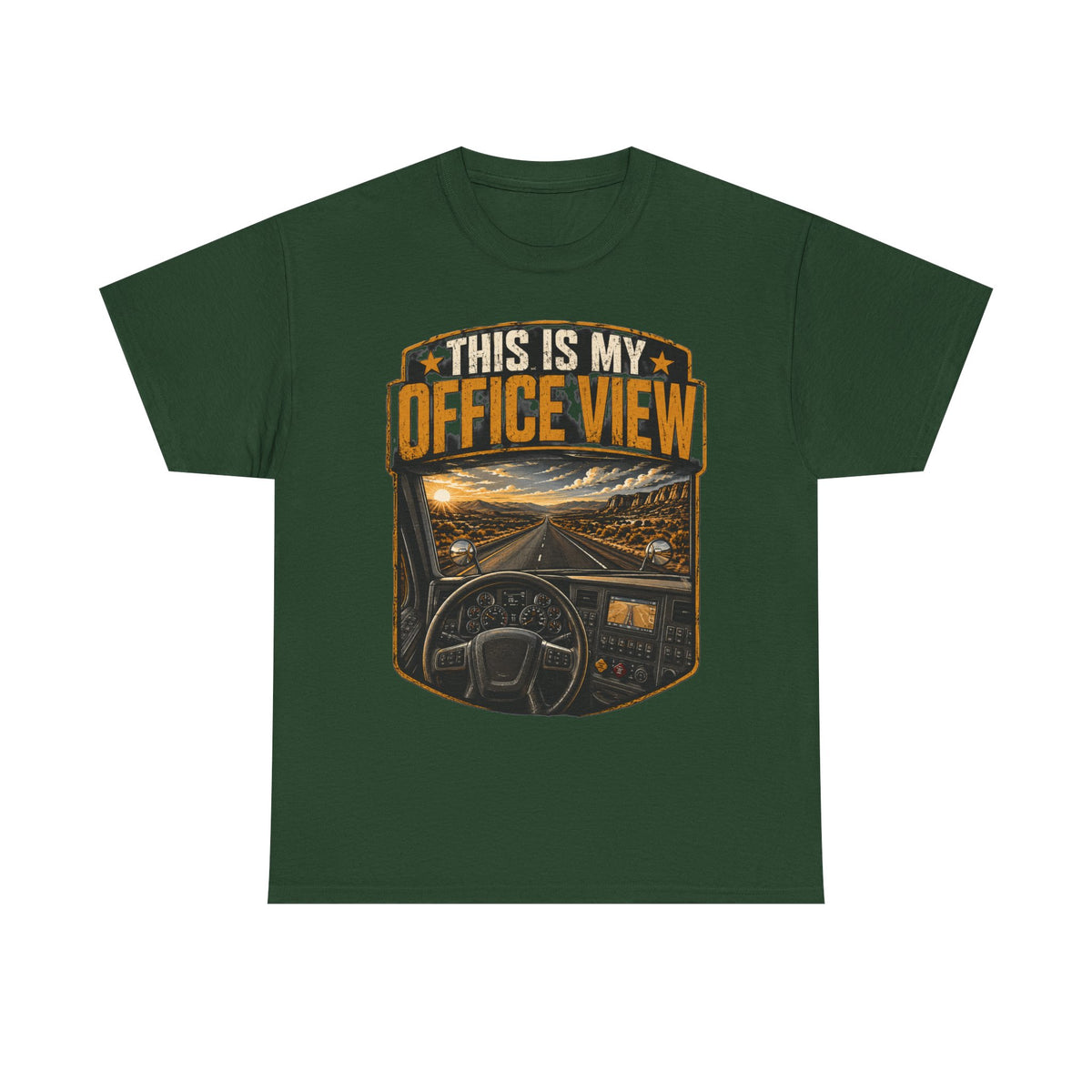This Is My Office View T-Shirt — Truck Driver Cab Sunset Graphic Tee