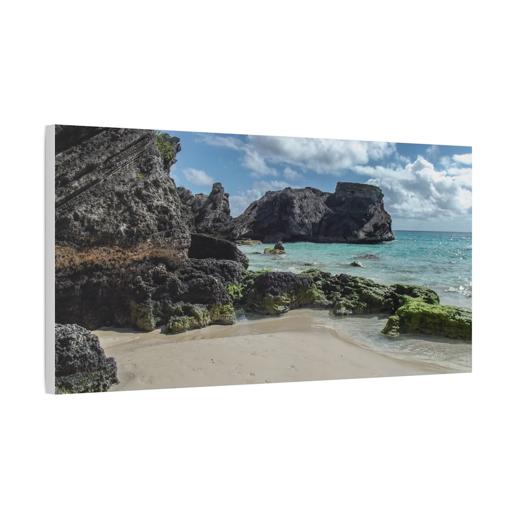 Seaside Cove Matte Stretched Canvas Print — Tropical Beach Wall Art