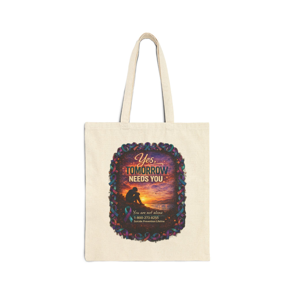 Cotton Tote Bag - "Yes Tomorrow Needs You" Inspirational Rescue Dog Sunset Design