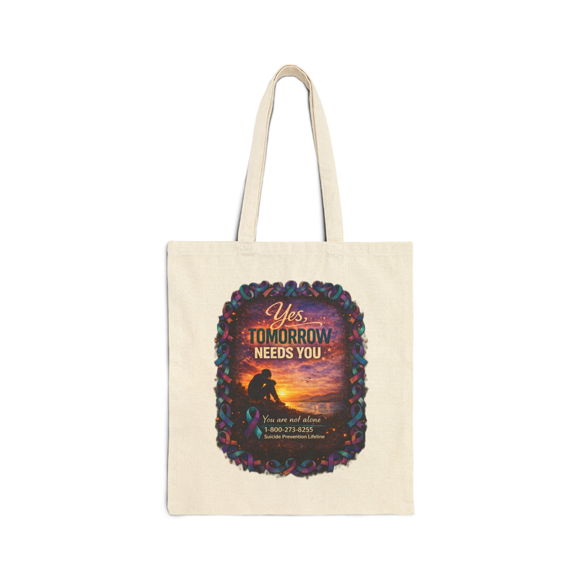 Cotton Tote Bag - "Yes Tomorrow Needs You" Inspirational Rescue Dog Sunset Design
