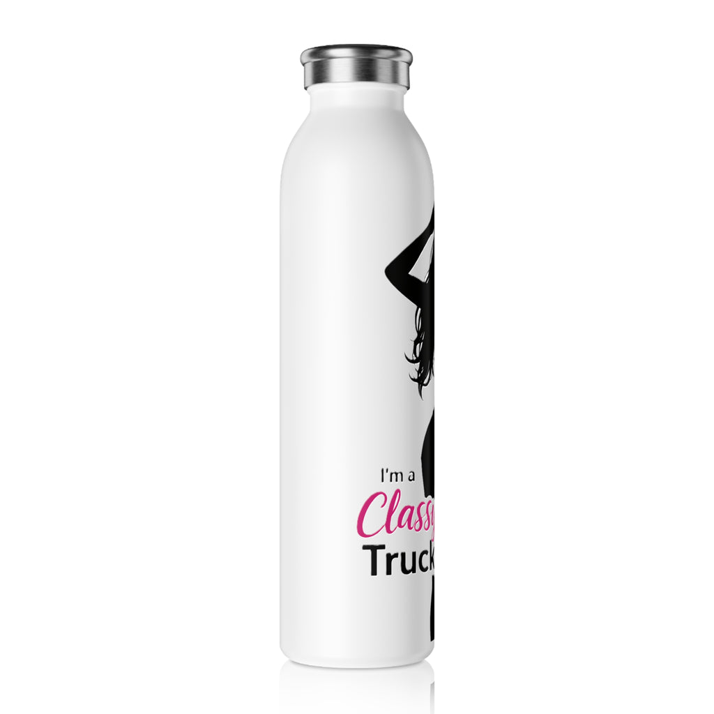 Slim Water Bottle — "Classy, Sassy" Truck Driver Silhouette Stainless Bottle
