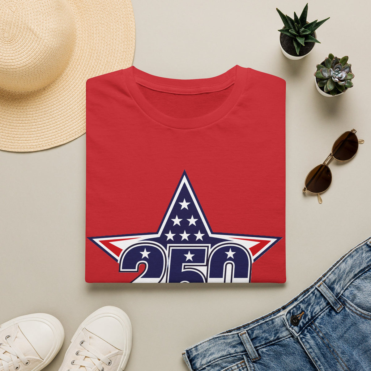 250 Star Graphic T‑Shirt — American Flag Patriotic Design