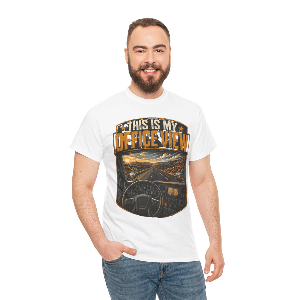 This Is My Office View T-Shirt — Truck Driver Cab Sunset Graphic Tee