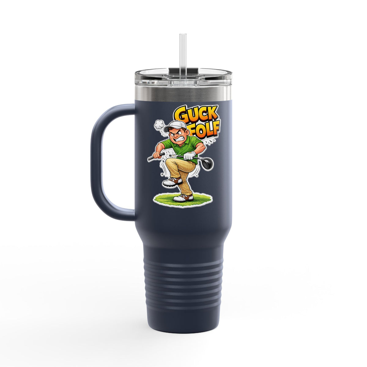 40oz Insulated Travel Mug - Funny 'Guck Golf' Cartoon Golfer Design