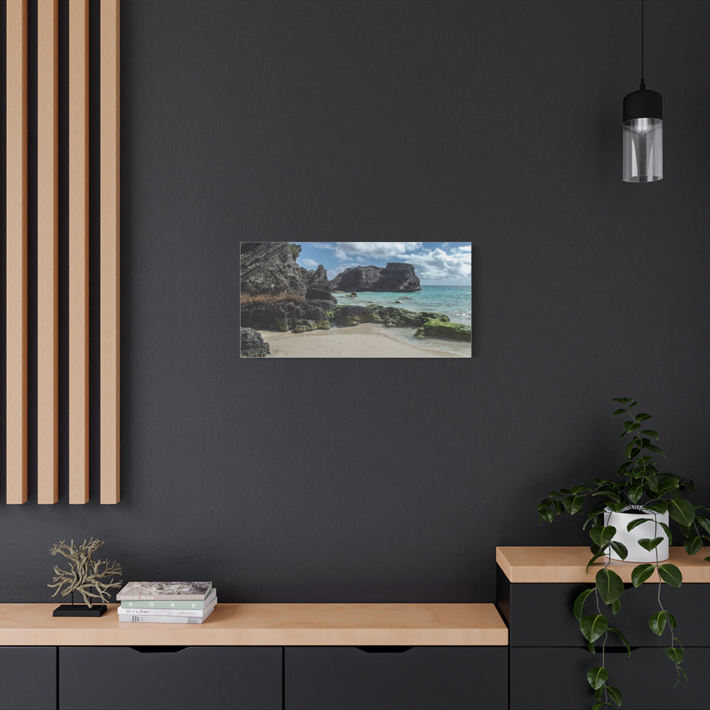 Seaside Cove Matte Stretched Canvas Print — Tropical Beach Wall Art