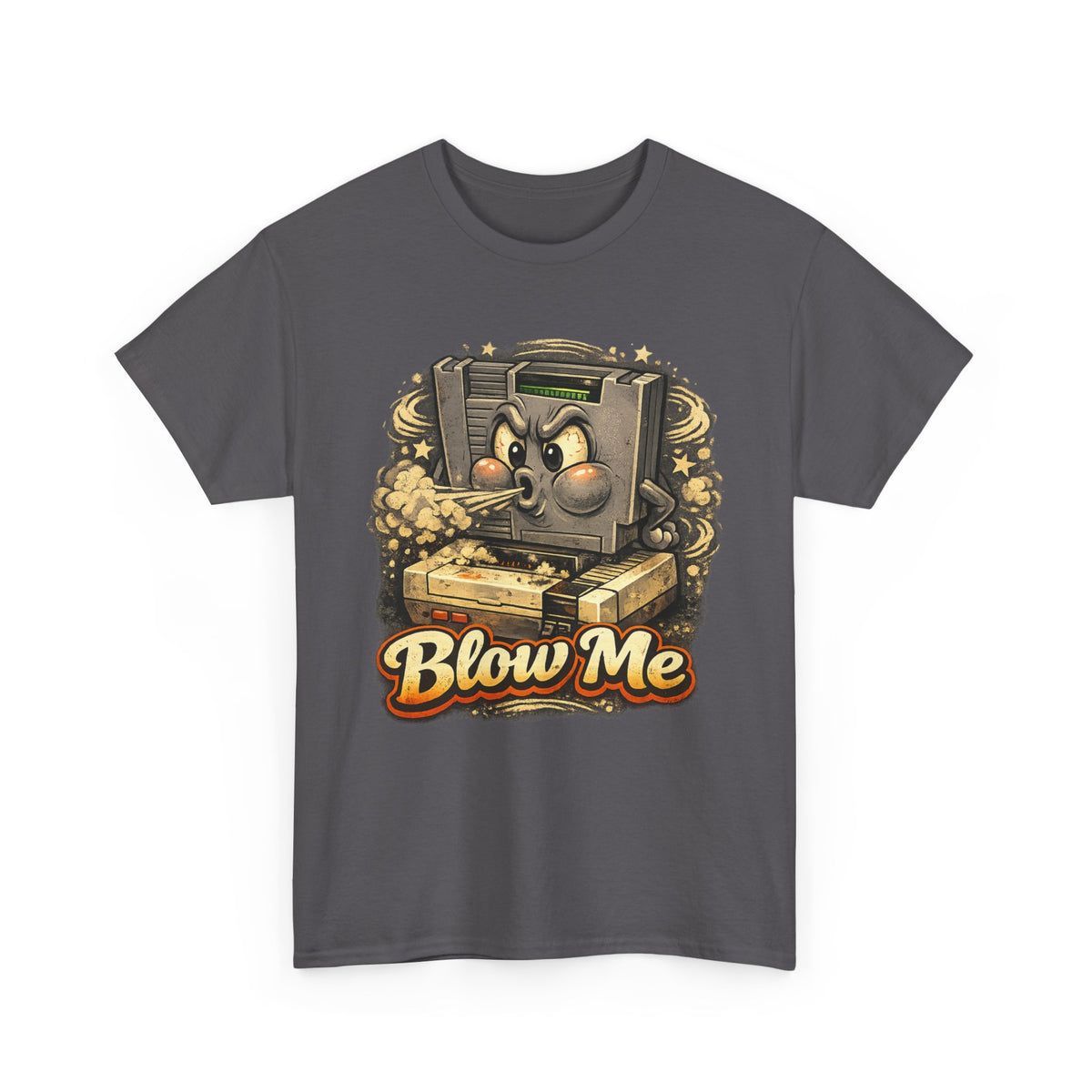 Retro Game Console Tee — 'Blow Me' Vintage Cartridge Graphic T-Shirt