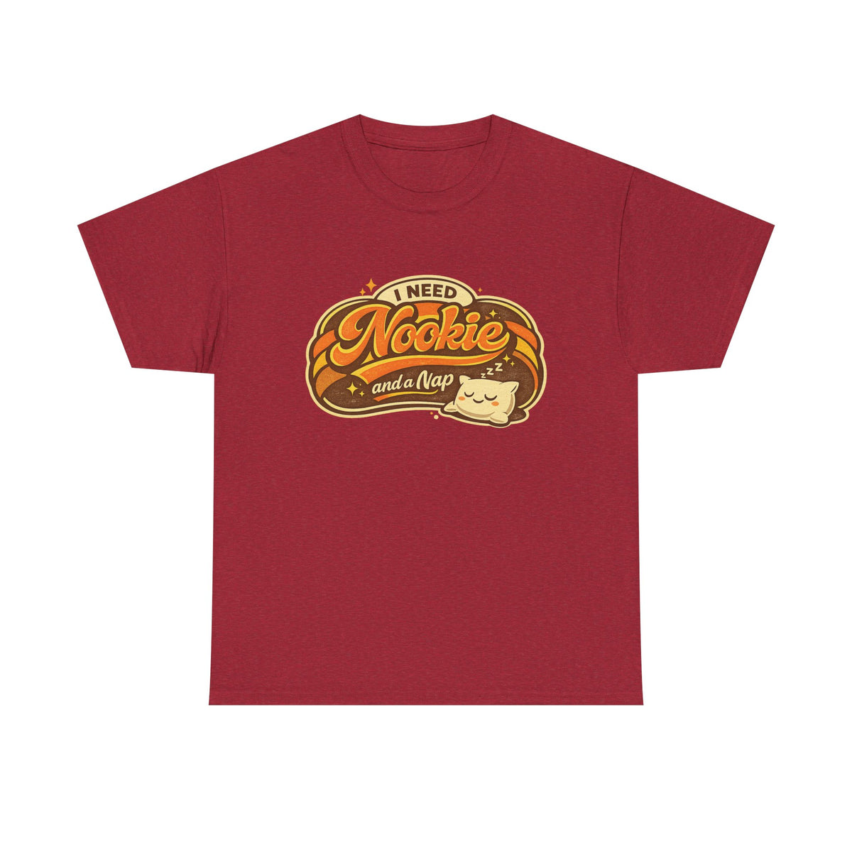 T-Shirt — "I Need Nookie and a Nap" Cute Retro Cat Nap Graphic Tee