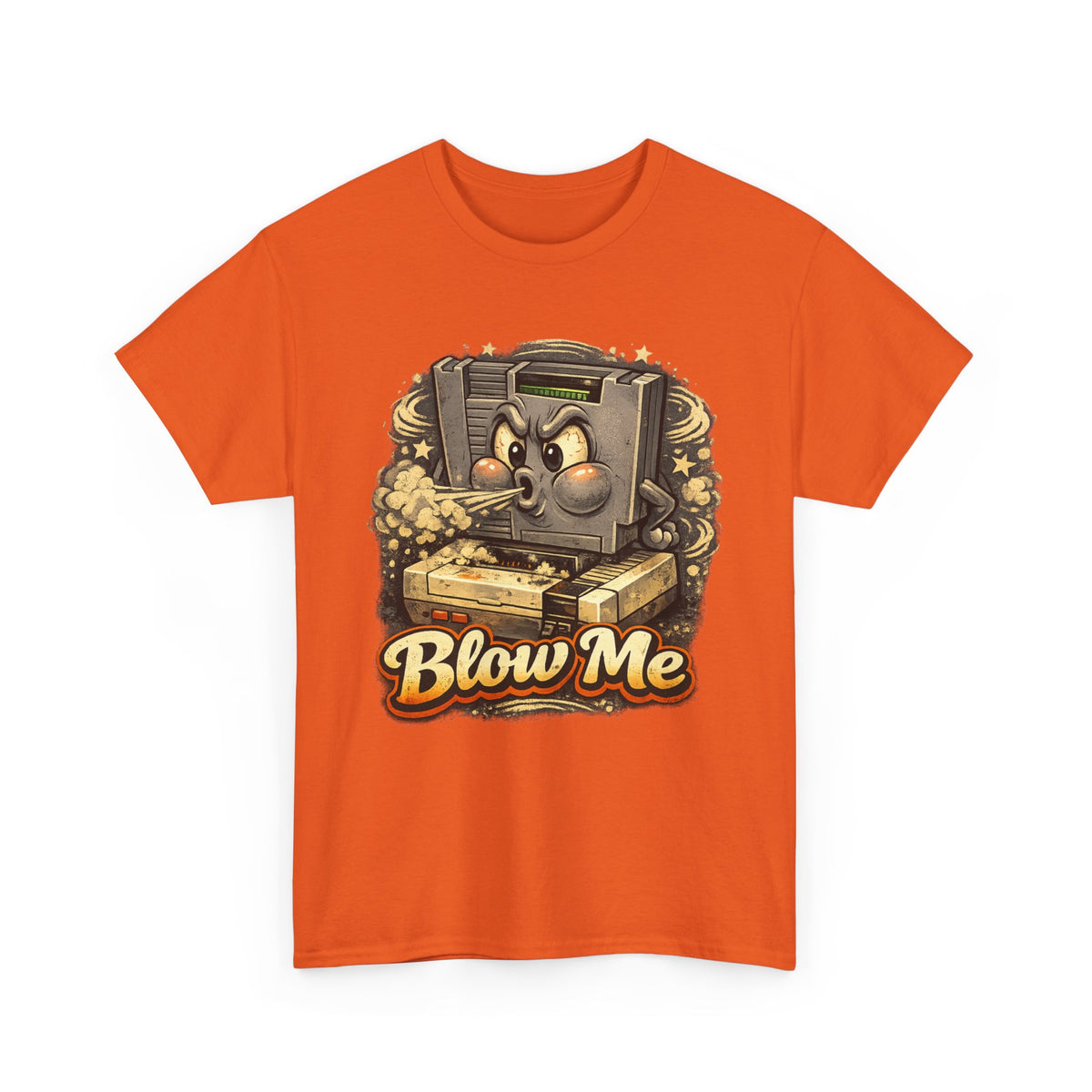 Retro Game Console Tee — 'Blow Me' Vintage Cartridge Graphic T-Shirt