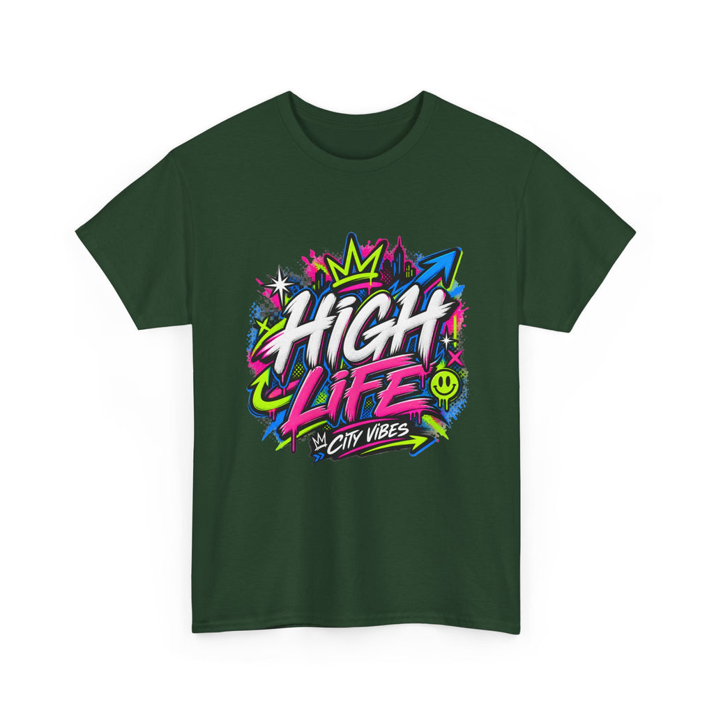 High Life Graffiti T-Shirt — Neon Streetwear “City Vibes” Tee