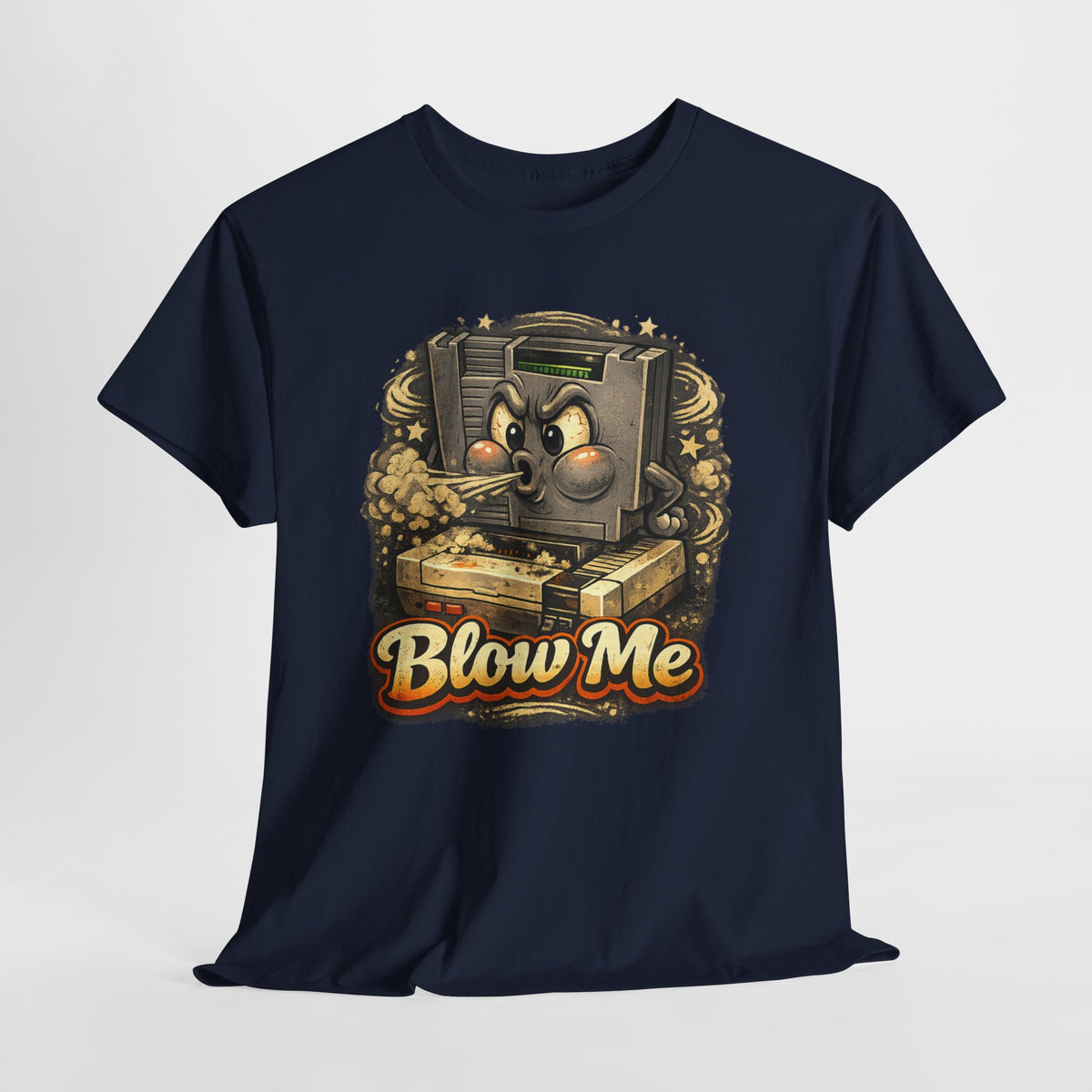 Retro Game Console Tee — 'Blow Me' Vintage Cartridge Graphic T-Shirt