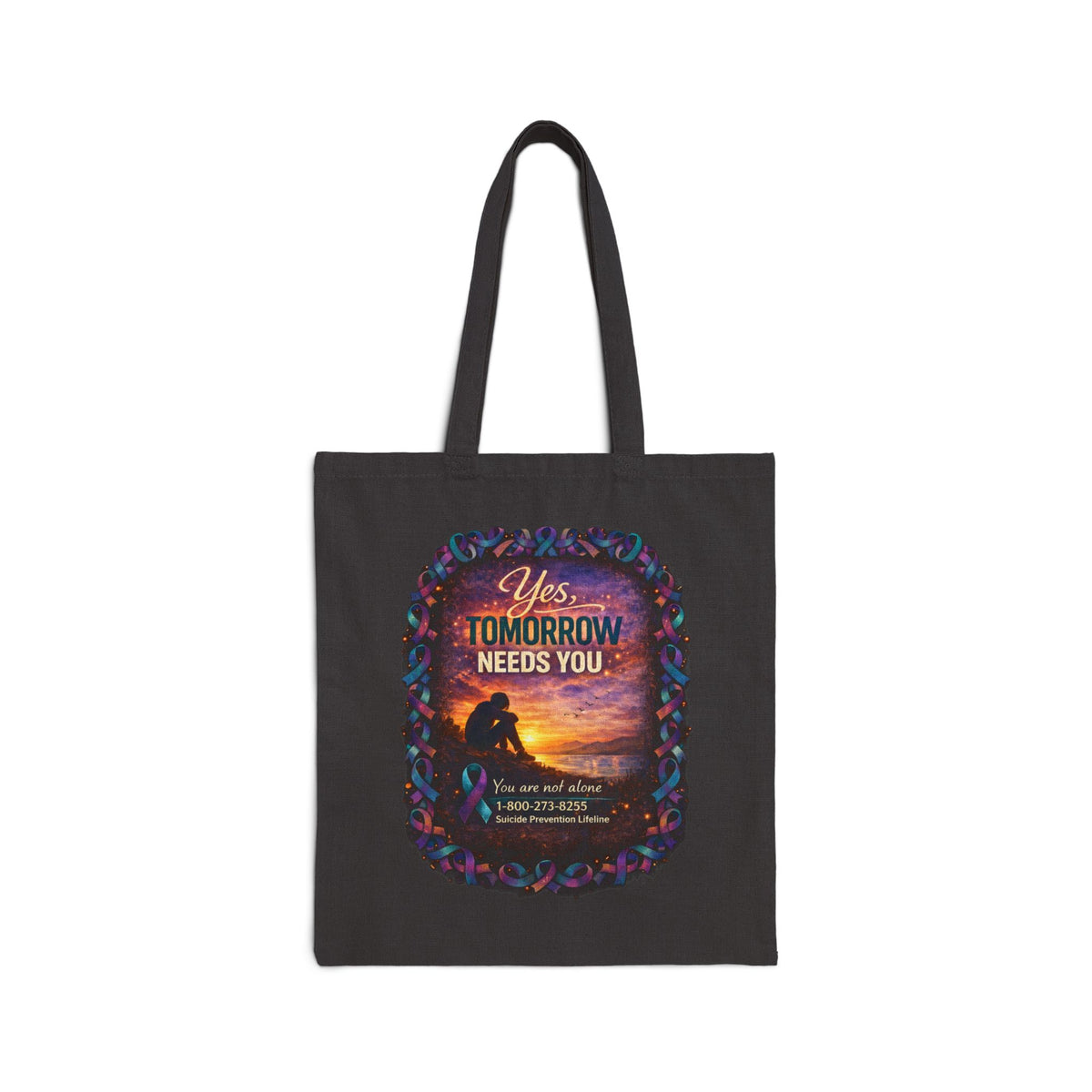 Cotton Tote Bag - "Yes Tomorrow Needs You" Inspirational Rescue Dog Sunset Design