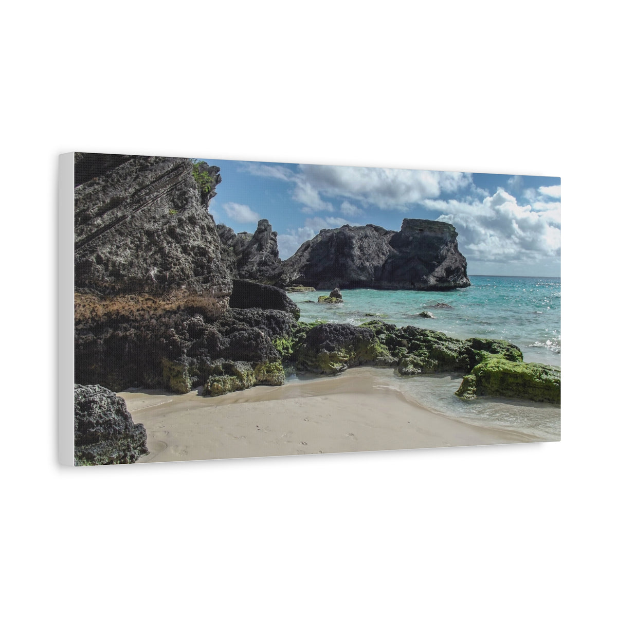 Seaside Cove Matte Stretched Canvas Print — Tropical Beach Wall Art