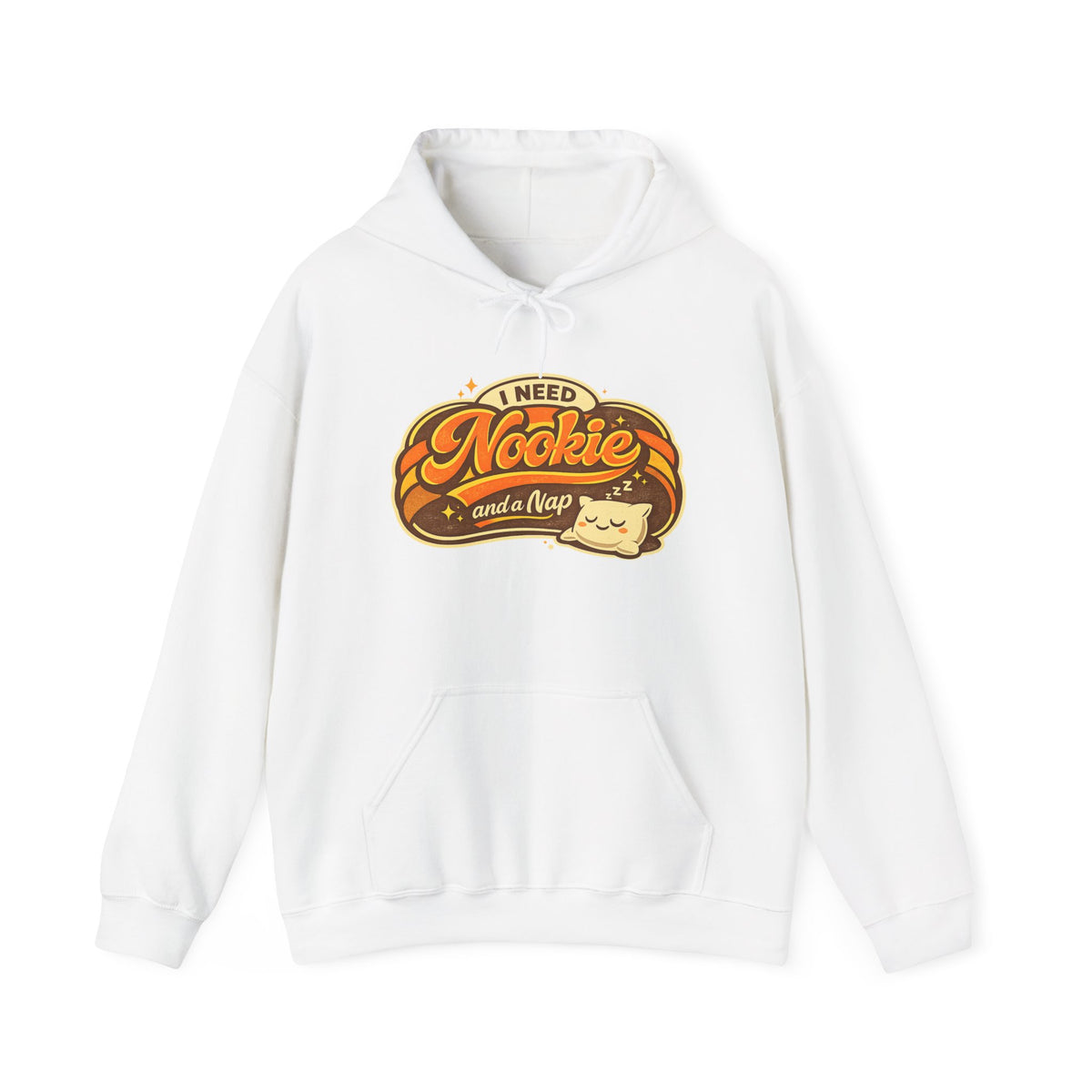 Hoodie — "I Need Nookie and a Nap" Cute Retro Cat Graphic Hoodie