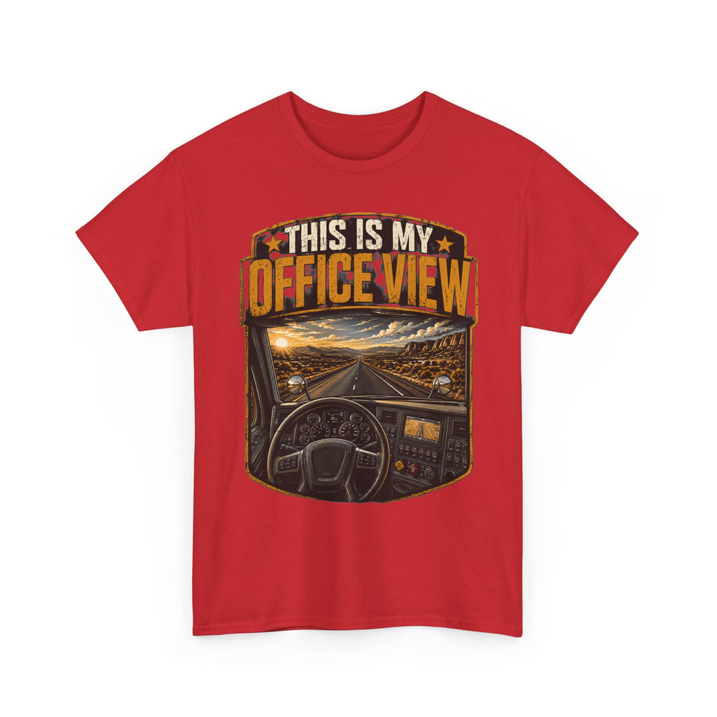 This Is My Office View T-Shirt — Truck Driver Cab Sunset Graphic Tee