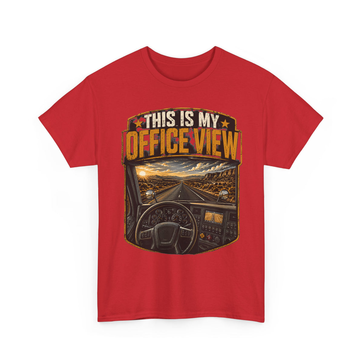 This Is My Office View T-Shirt — Truck Driver Cab Sunset Graphic Tee