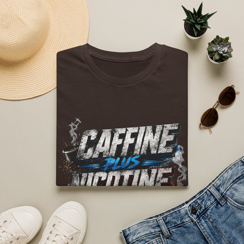 T-Shirt — "Caffeine Plus Nicotine Equals Protein" Graphic Tee