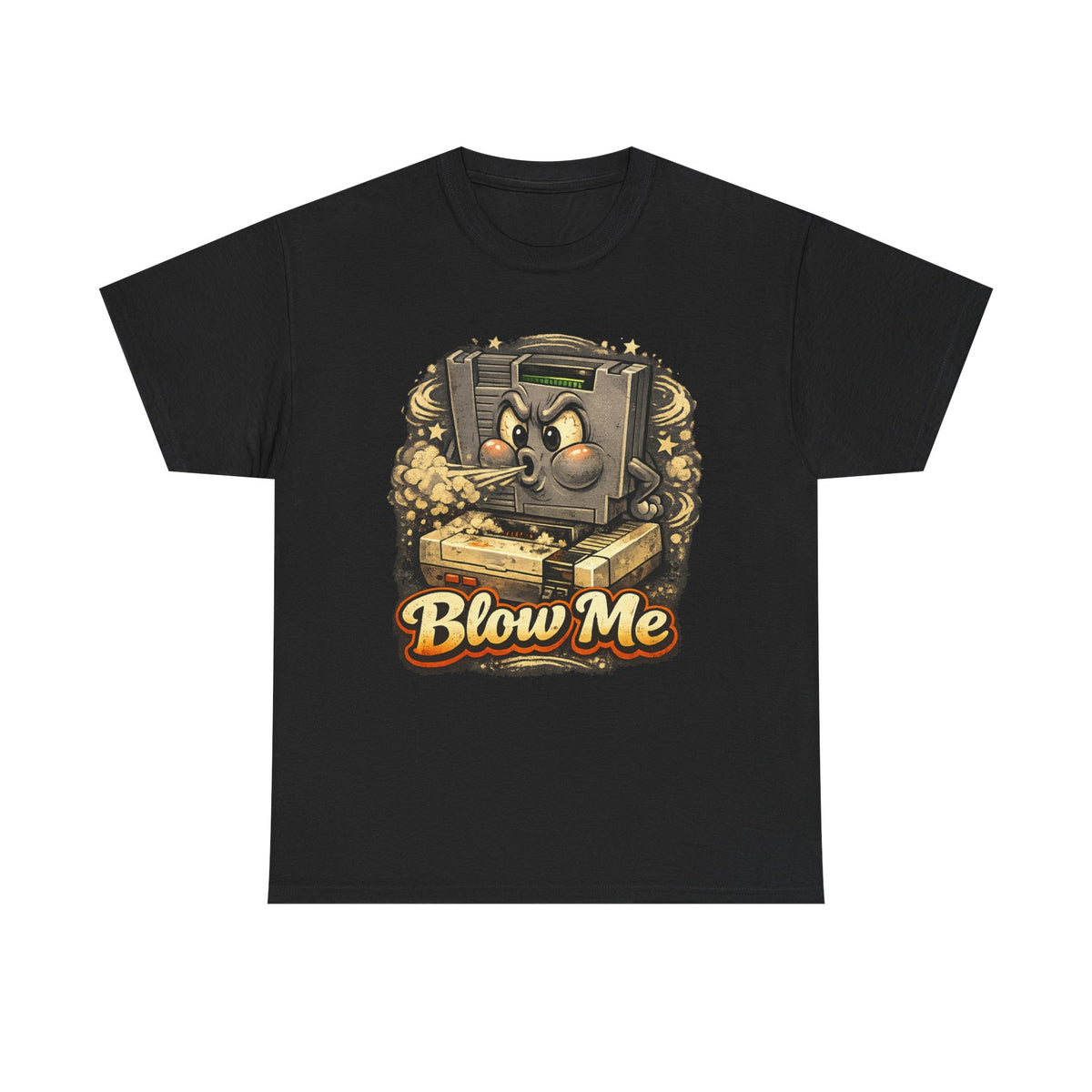 Retro Game Console Tee — 'Blow Me' Vintage Cartridge Graphic T-Shirt