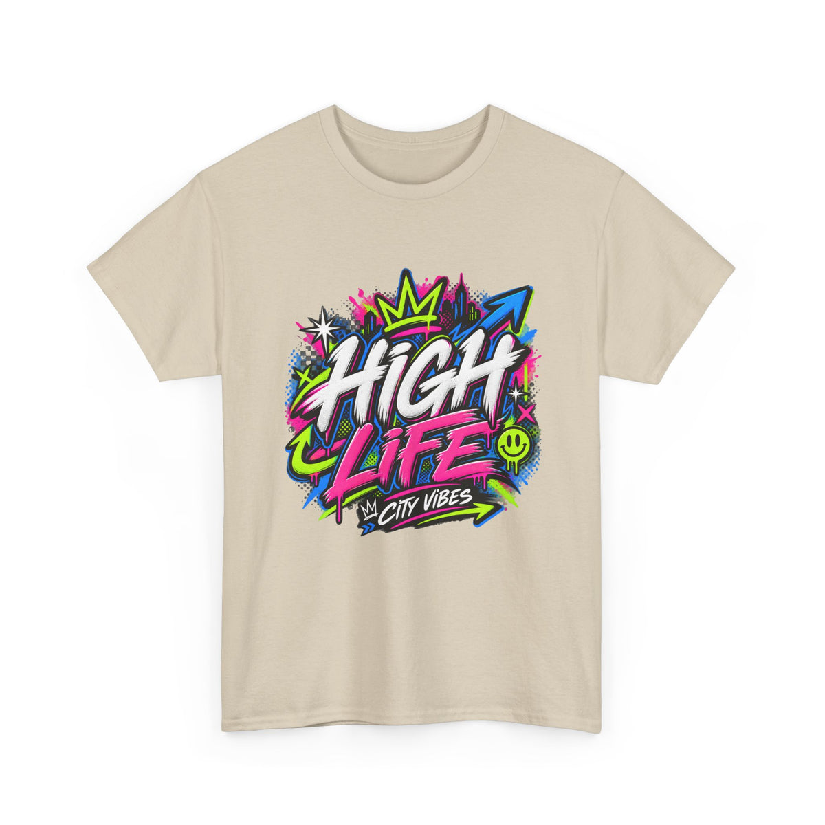 High Life Graffiti T-Shirt — Neon Streetwear “City Vibes” Tee