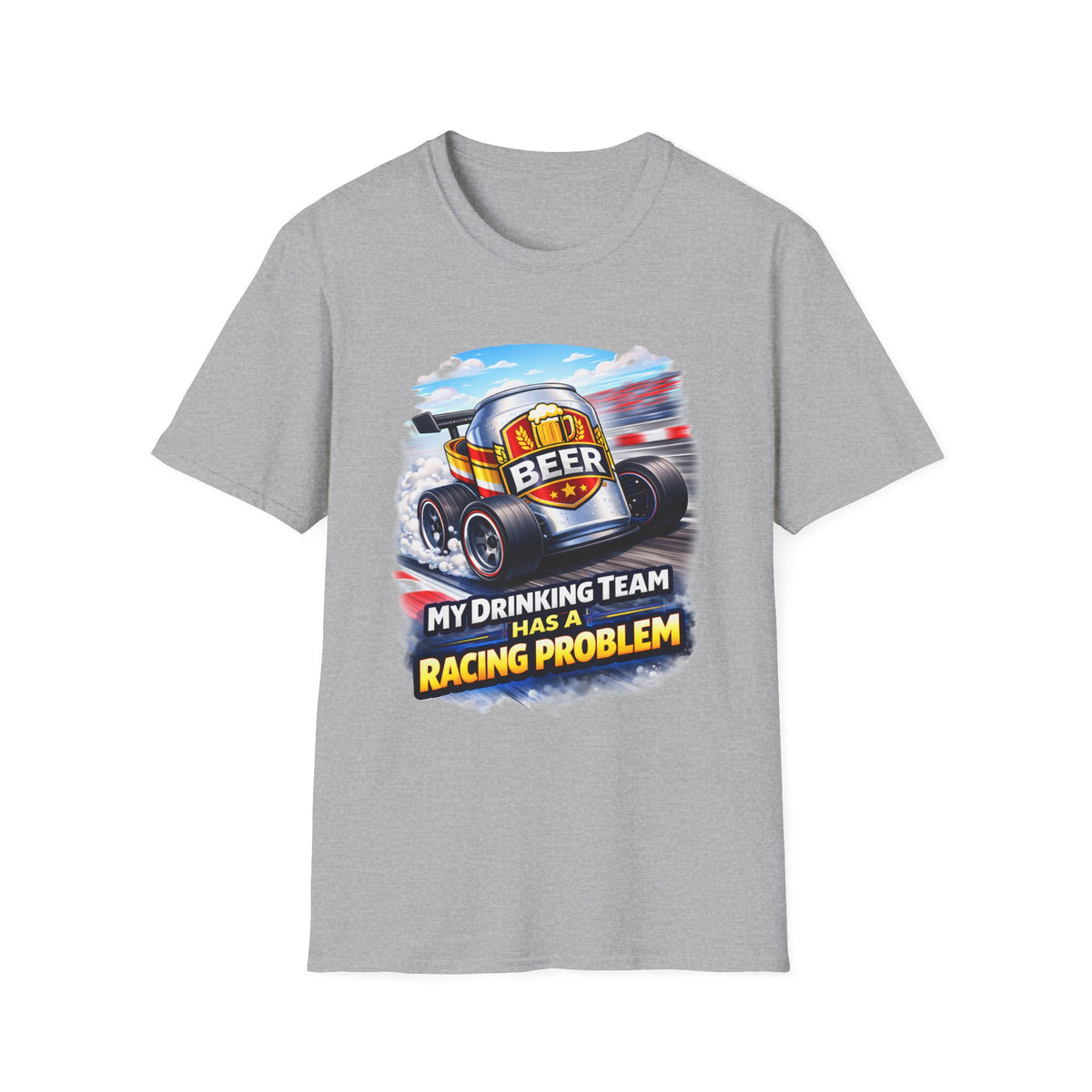 Racing Beer T-Shirt – "My Drinking Team Has a Racing Problem" Funny Motorsports Tee