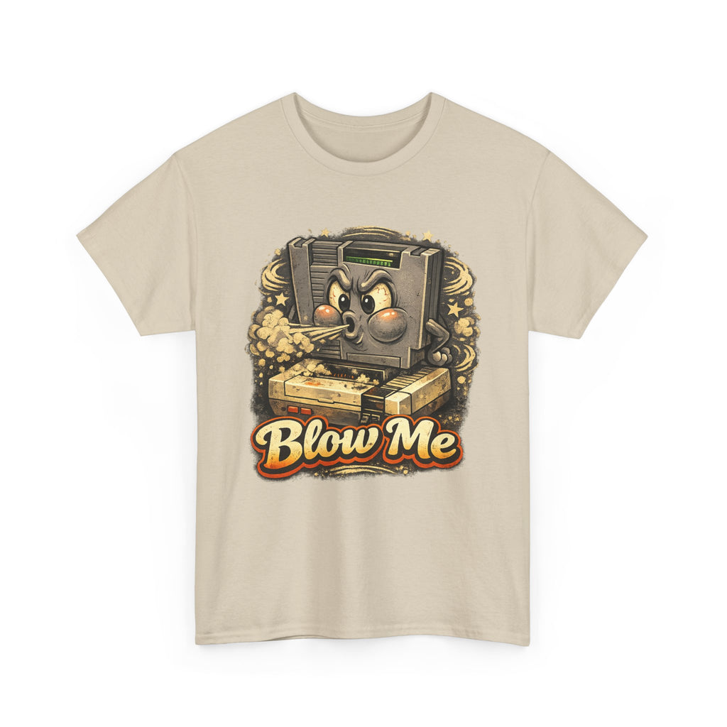 Retro Game Console Tee — 'Blow Me' Vintage Cartridge Graphic T-Shirt