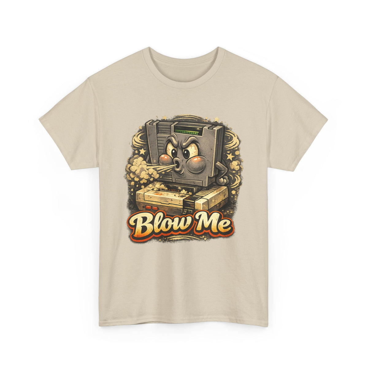 Retro Game Console Tee — 'Blow Me' Vintage Cartridge Graphic T-Shirt