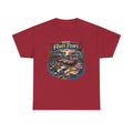 Fishing T‑Shirt — “Here Fishy Fishy” Vintage Boat & Lure Graphic